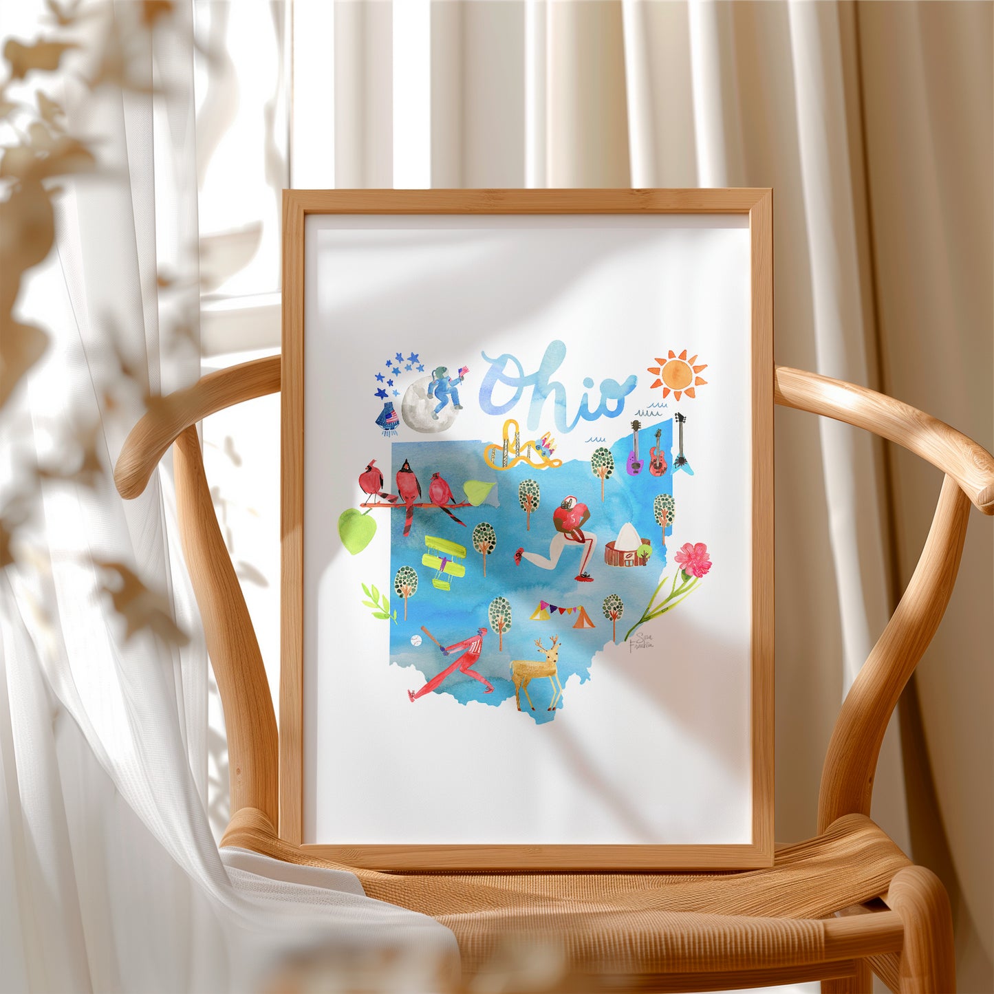 a picture frame with a picture of the state of indiana
