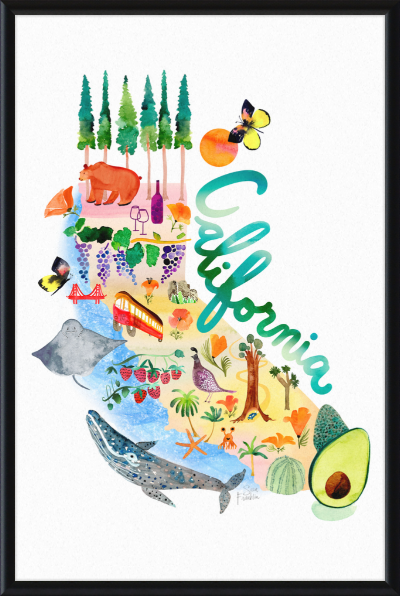Framed California Map | State Map Art