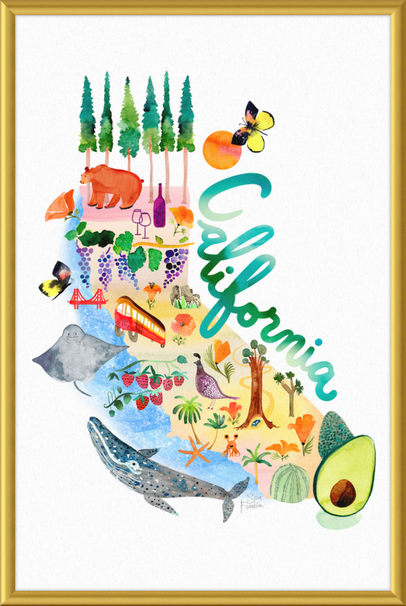 Framed California Map | State Map Art