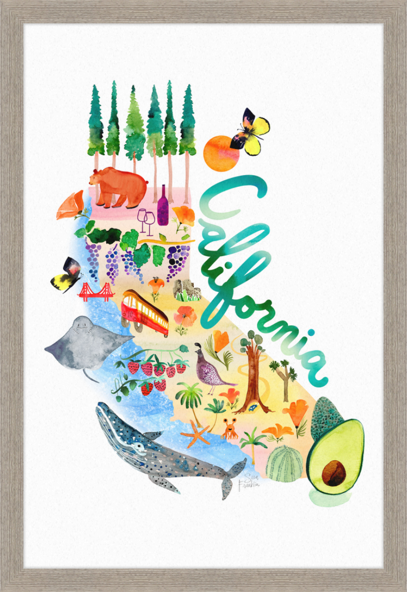 Framed California Map | State Map Art