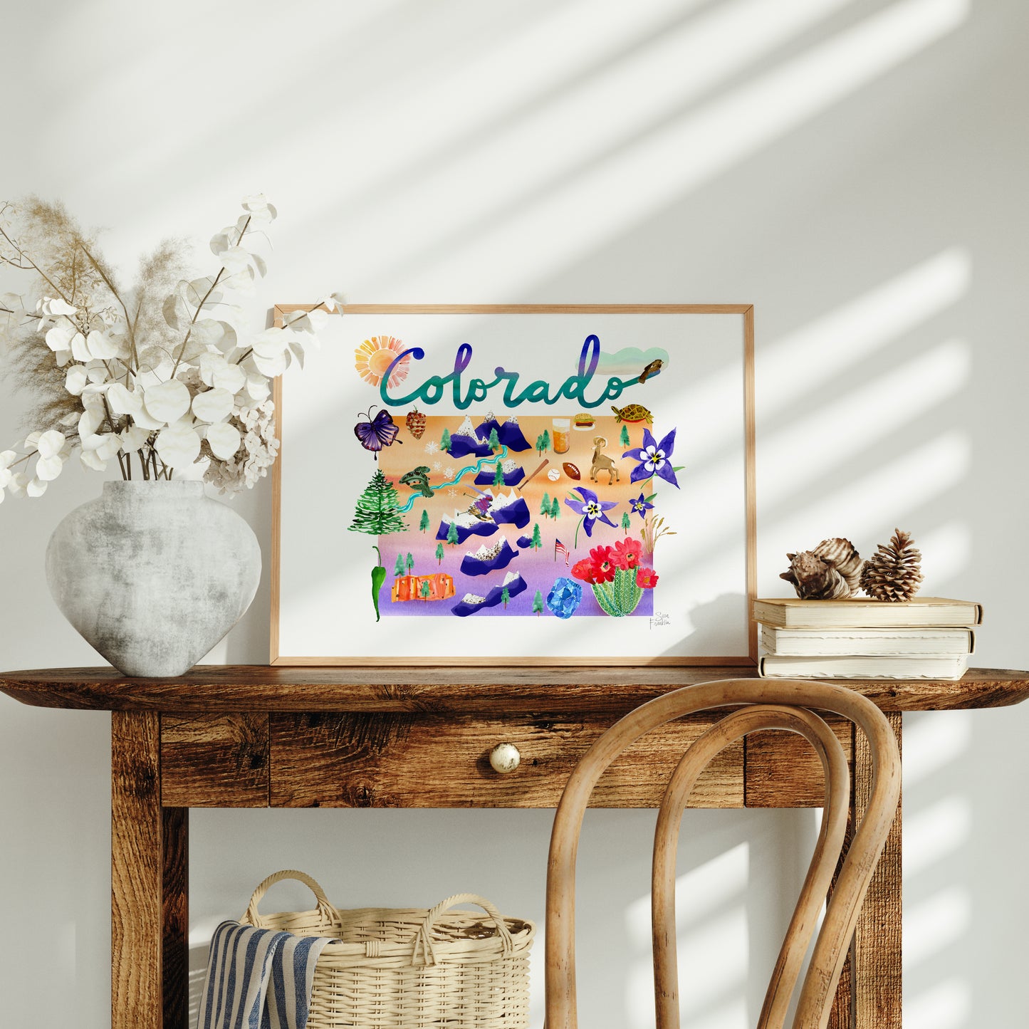 a picture of colorado is displayed on a table