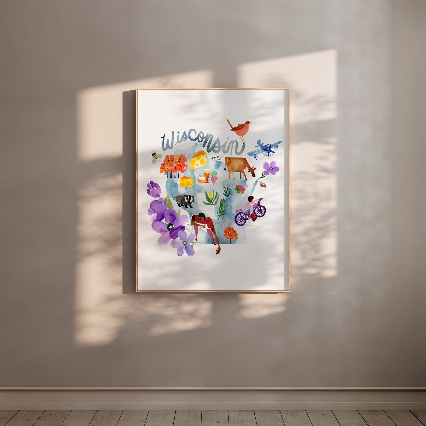 a picture hanging on the wall of a room