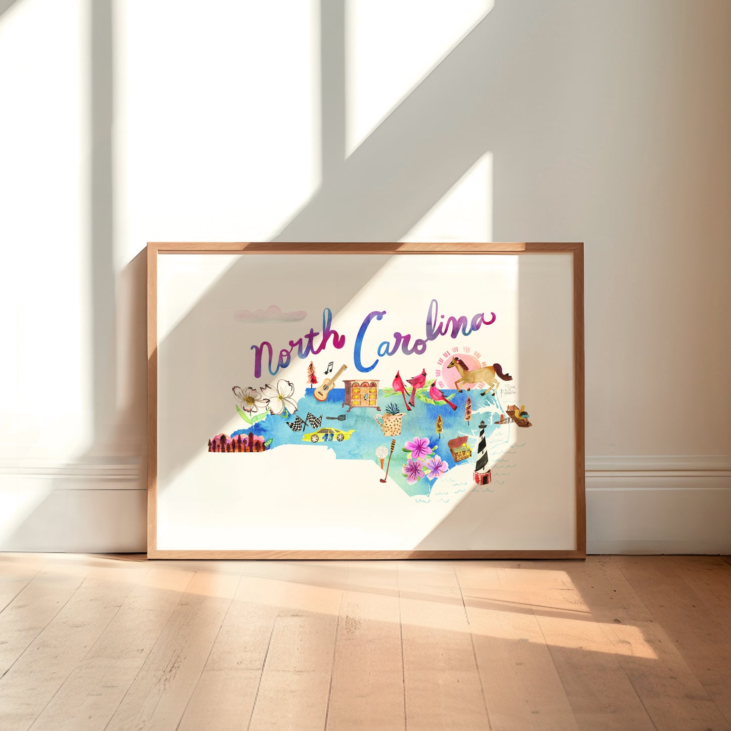 a picture of north carolina on a wall