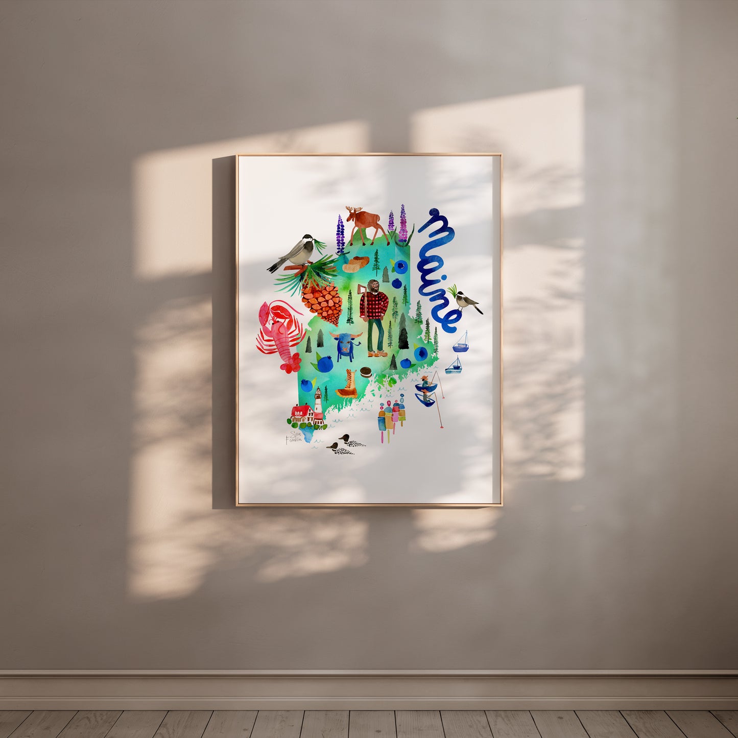 a picture hanging on the wall of a room