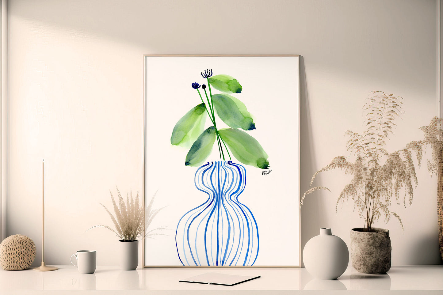a picture of a vase with a plant in it
