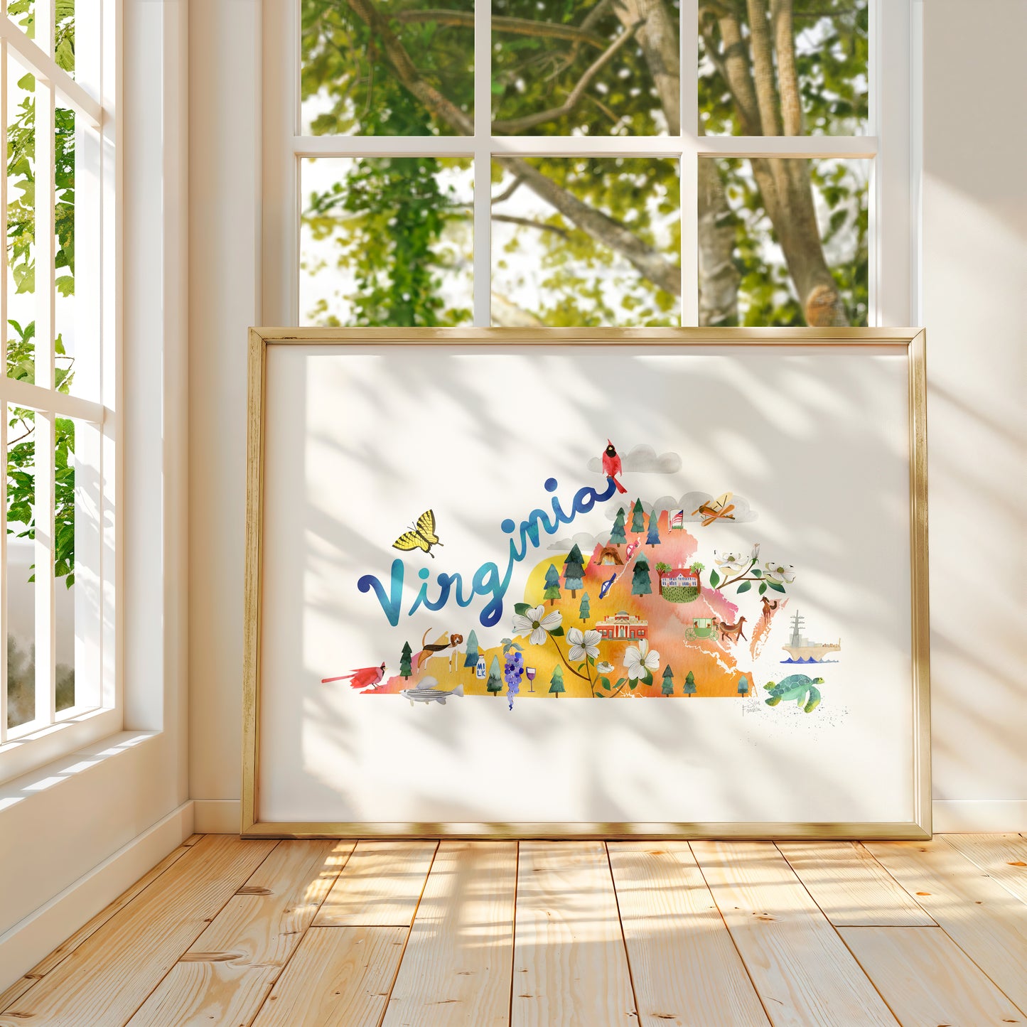 a picture of a window and a picture of virginia
