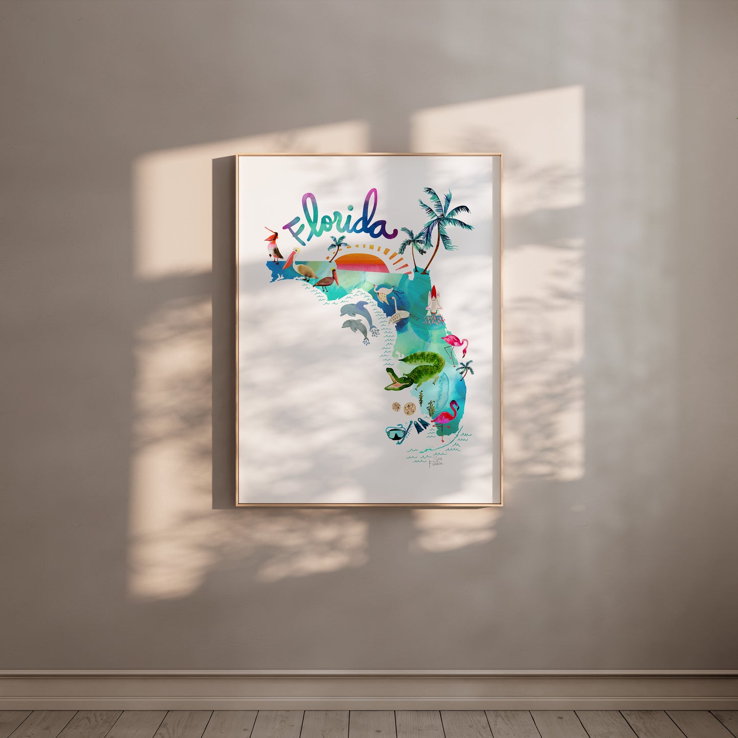 a picture hanging on the wall of a room