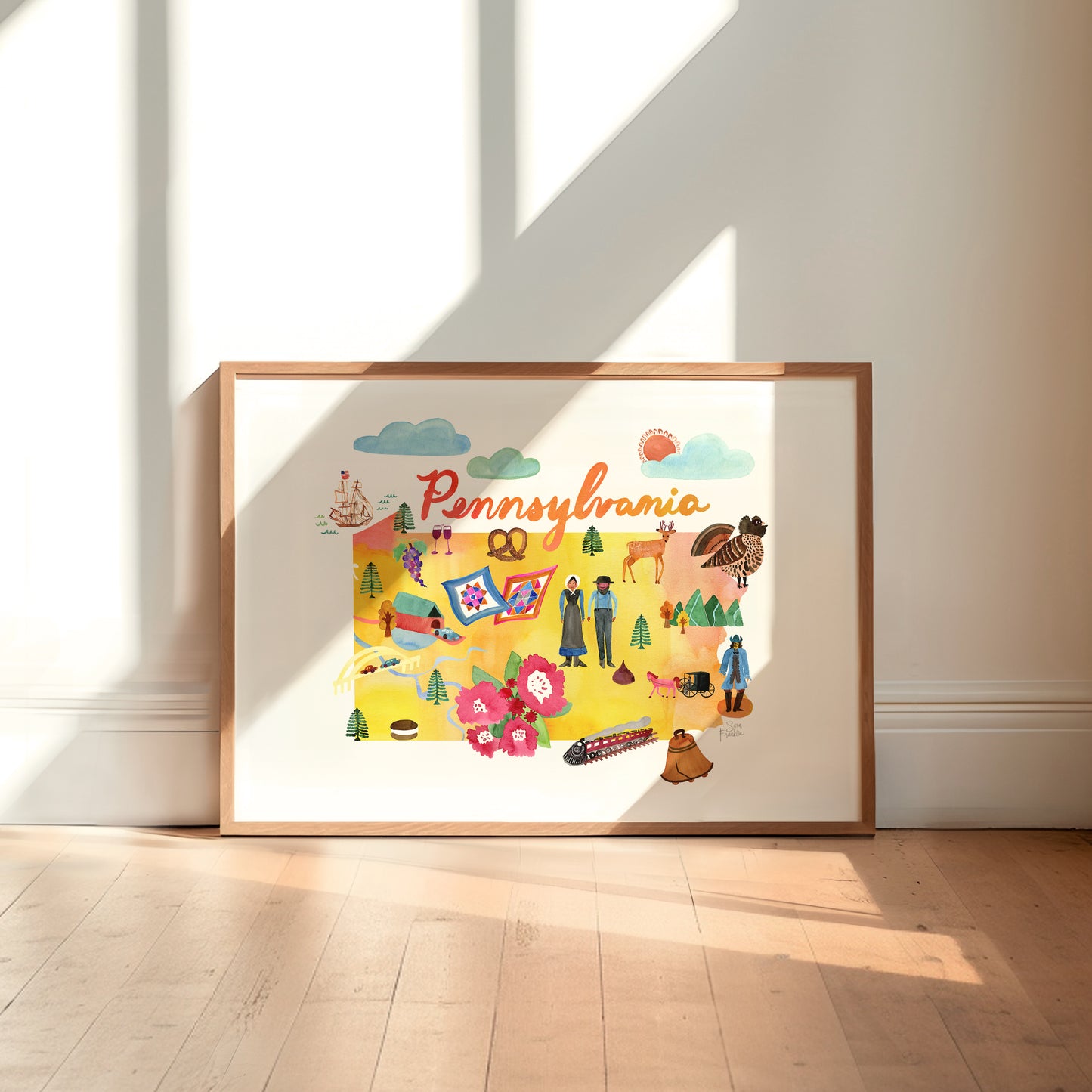 a picture frame with a picture of pennsylvania on it
