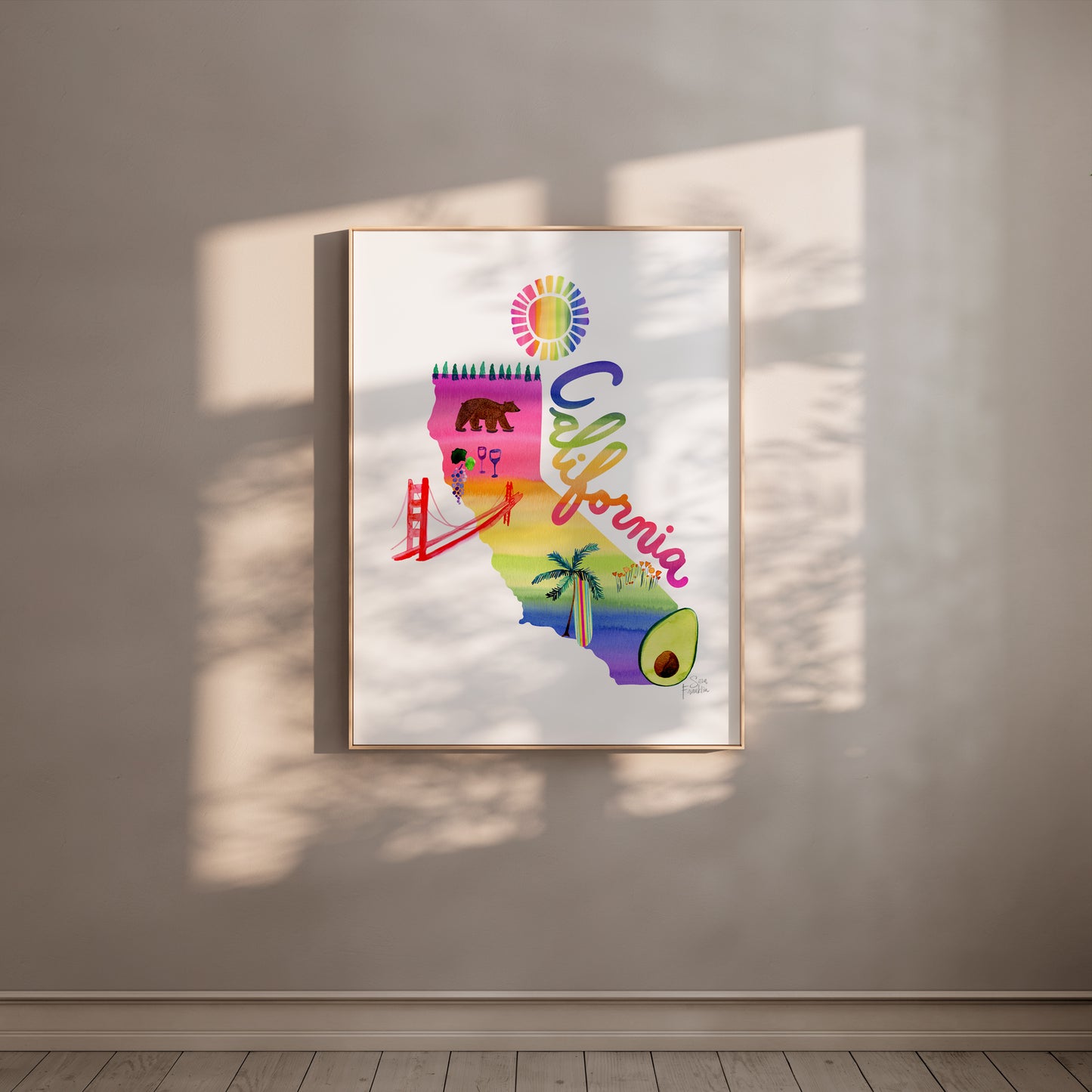 a picture hanging on the wall of a room