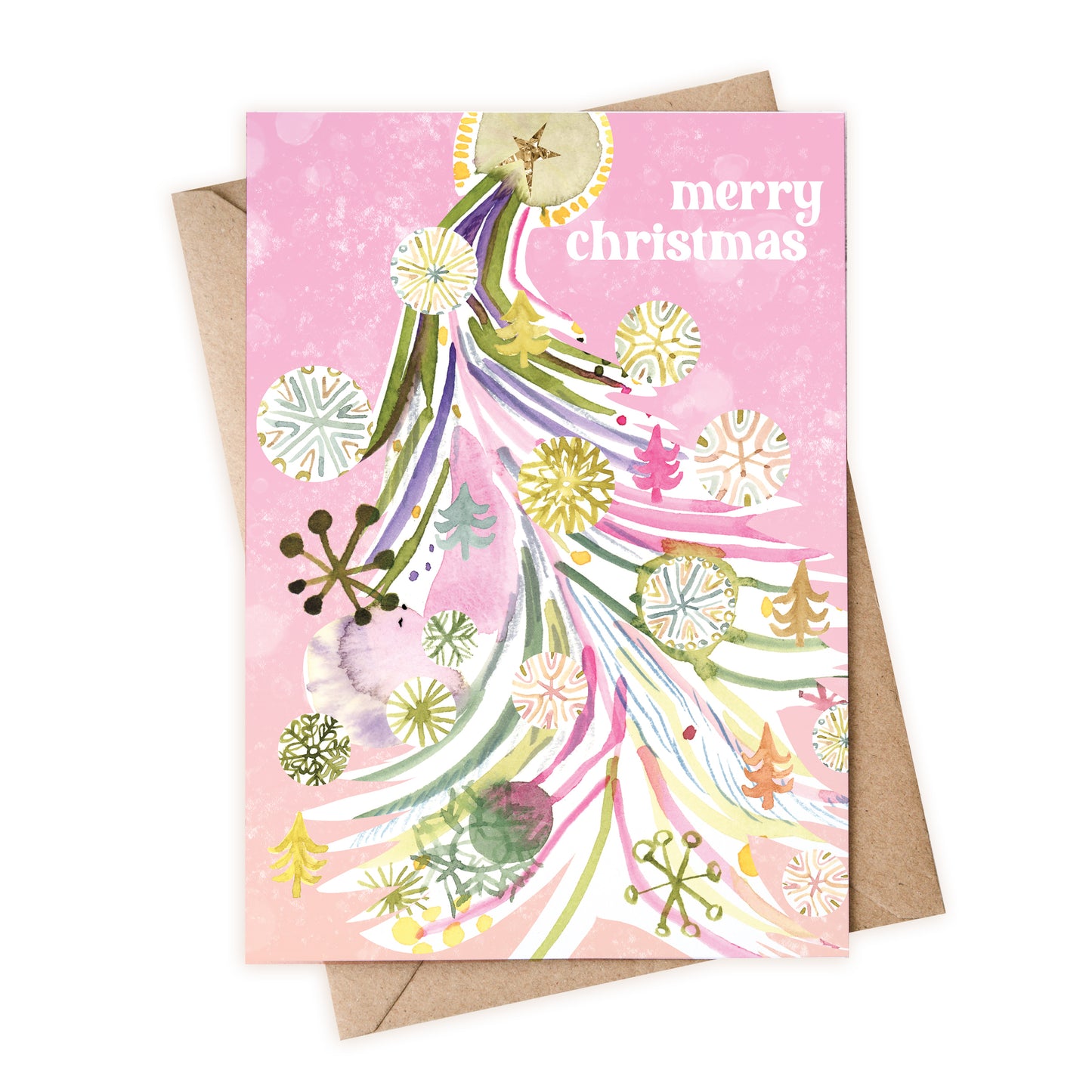 a card with a christmas tree on it