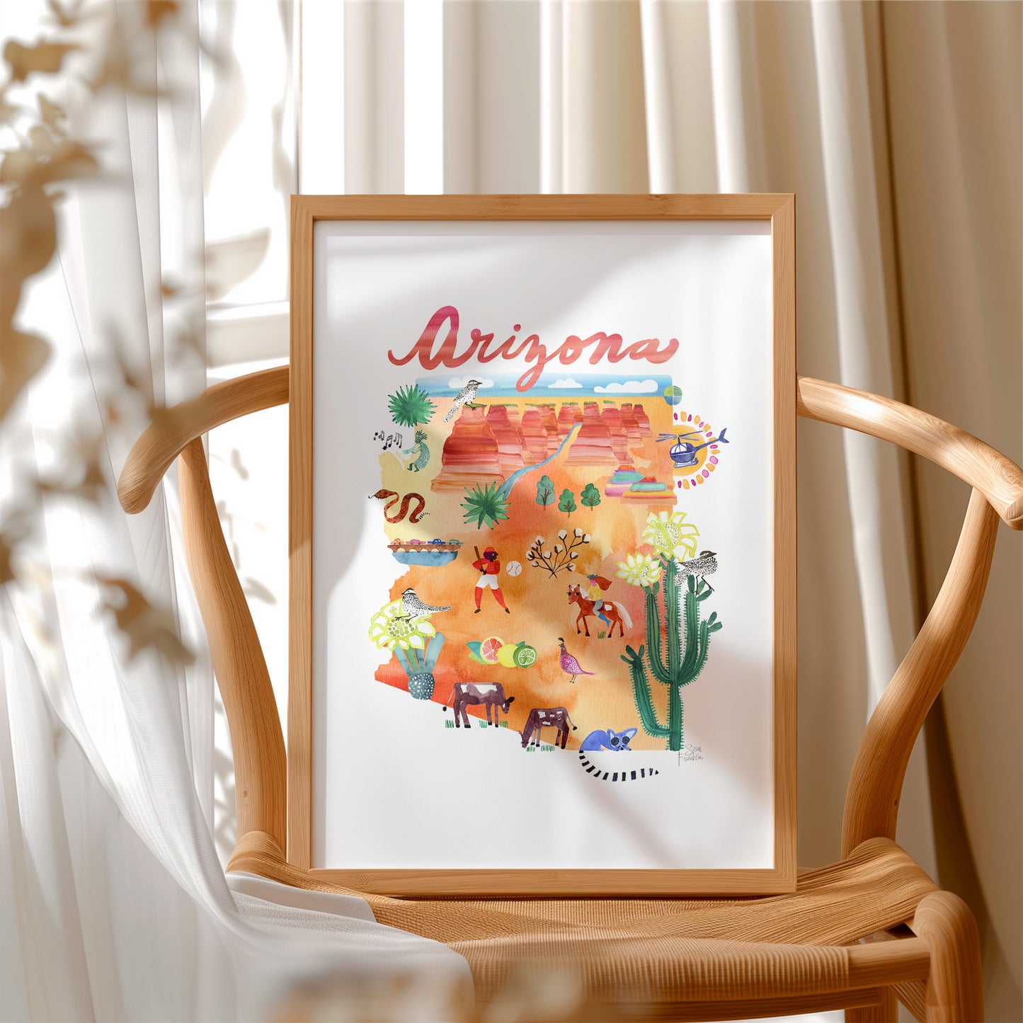 a picture of a chair with a picture of arizona on it