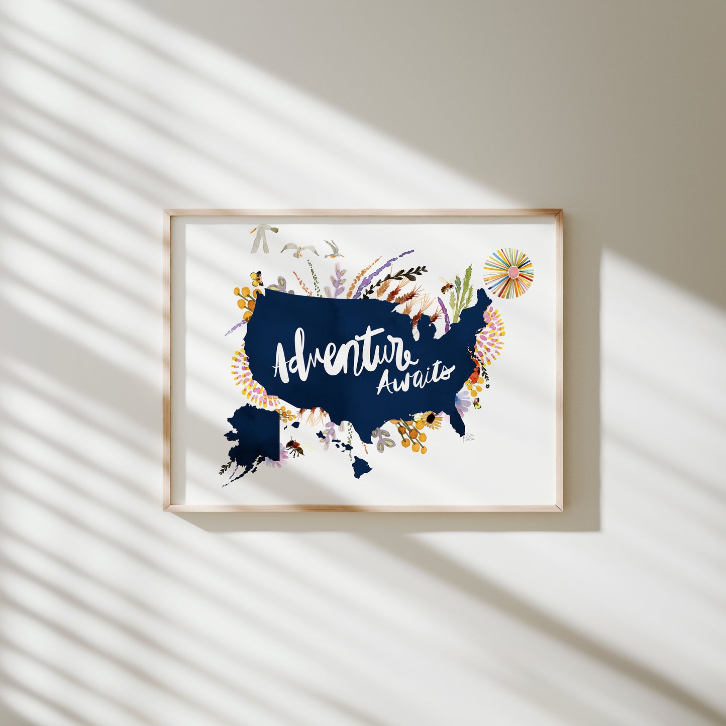 a picture hanging on the wall of a room