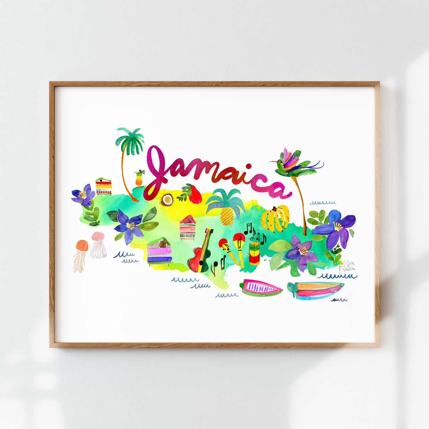 a picture of a map of jamaica on a wall