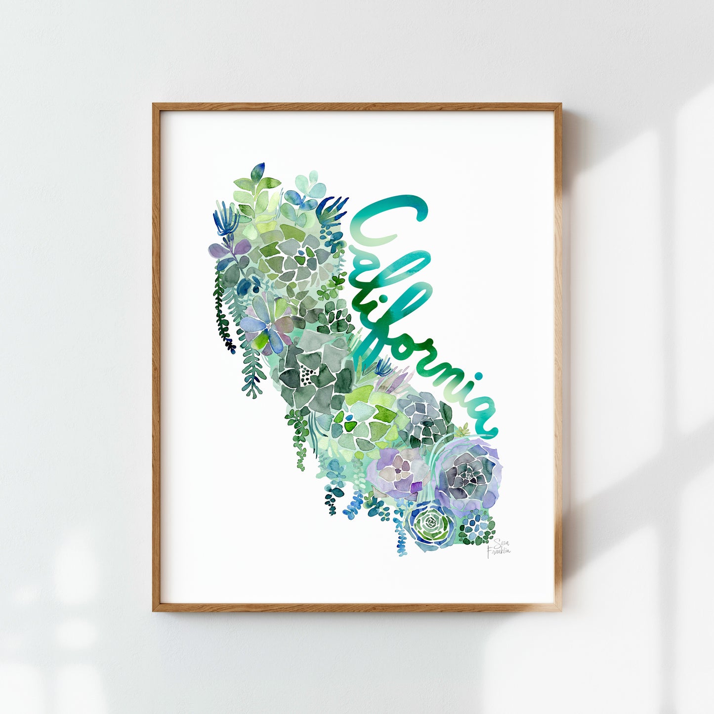 a watercolor painting of a map of california