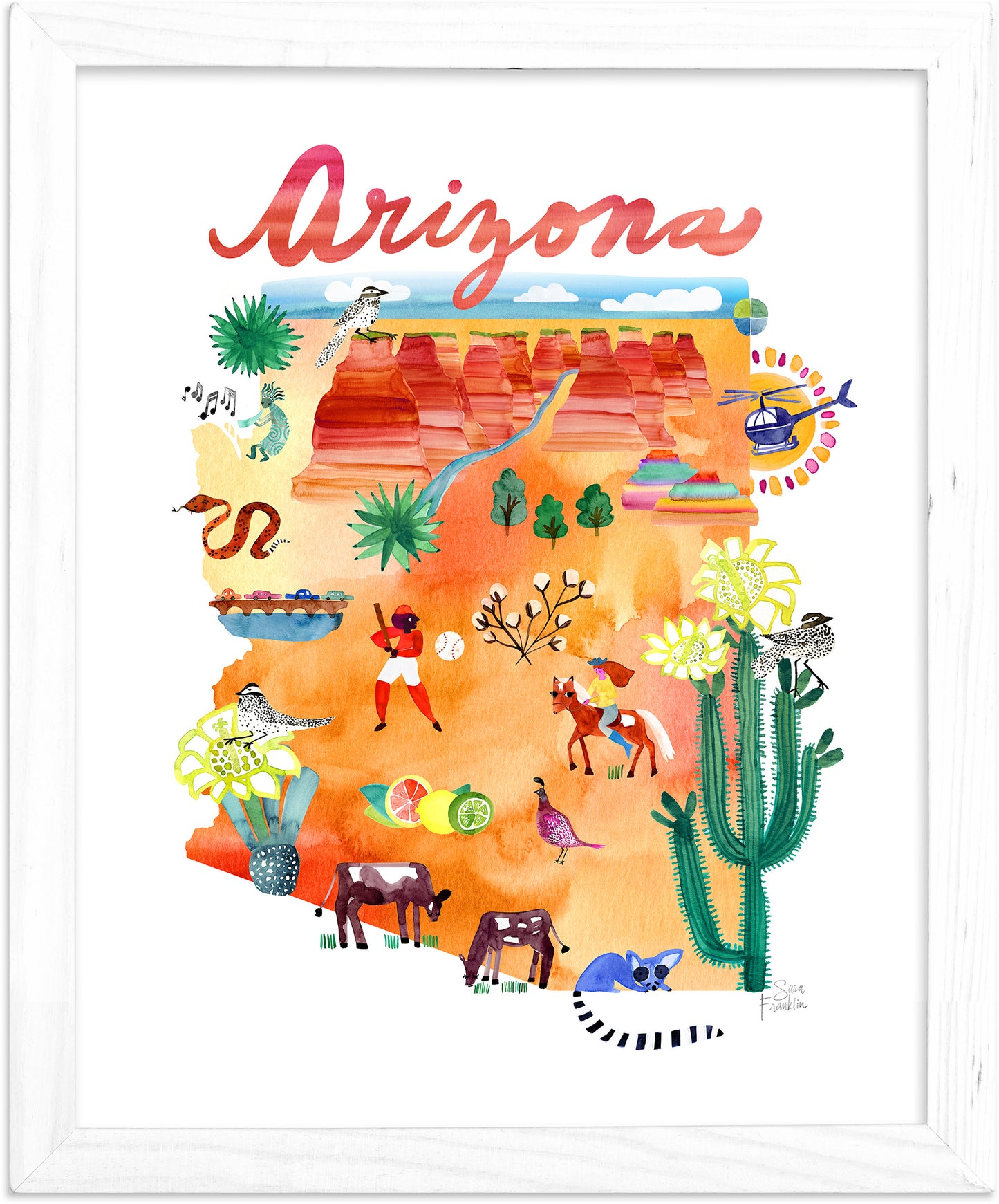 Arizona Map | Fine Art Print | Travel Wall Decor