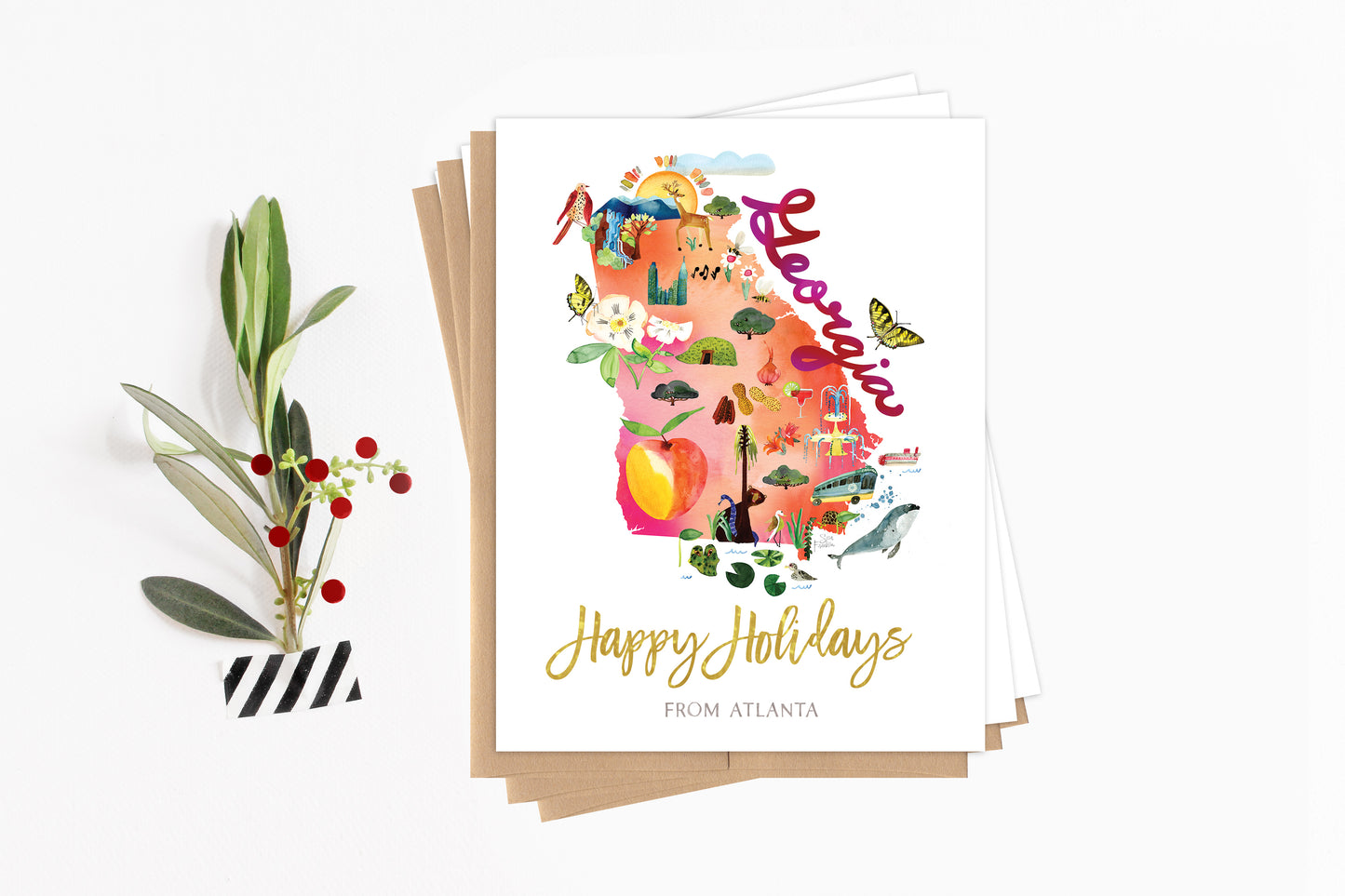 Custom Georgia Map Holiday Card