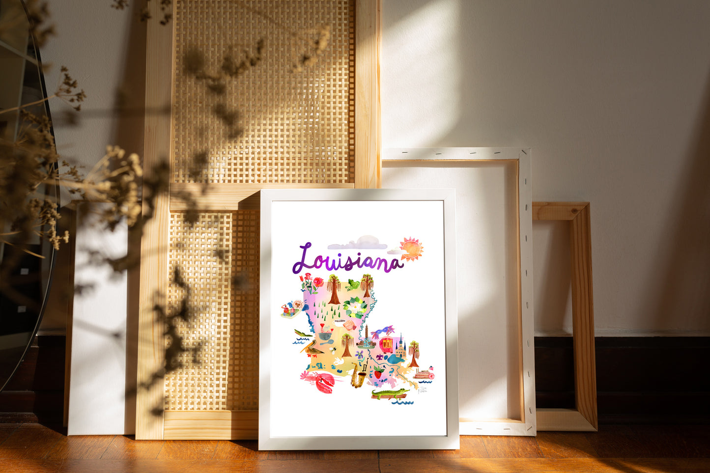 Louisiana Map | Fine Art Print | Travel Wall Decor