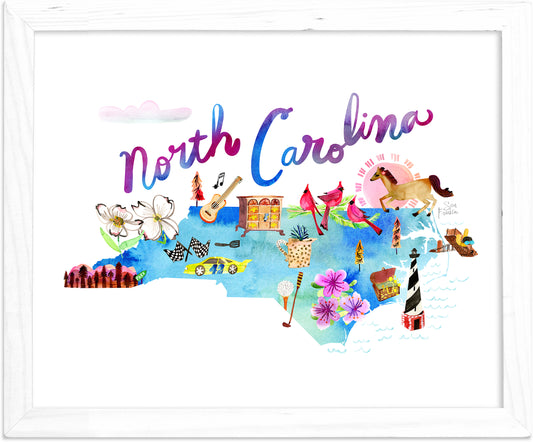 North Carolina Map  Fine Art Print