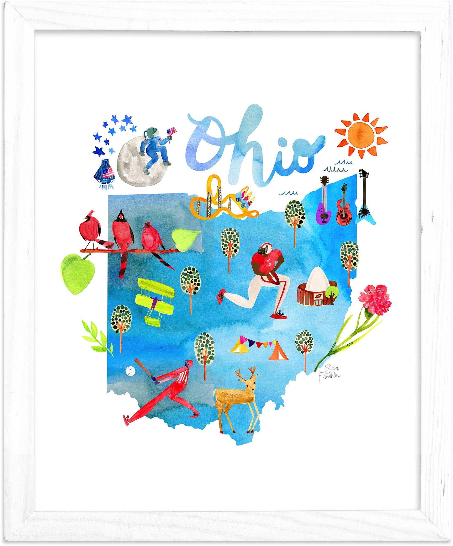 Ohio State Map | Fine Art Print | Travel Wall Decor