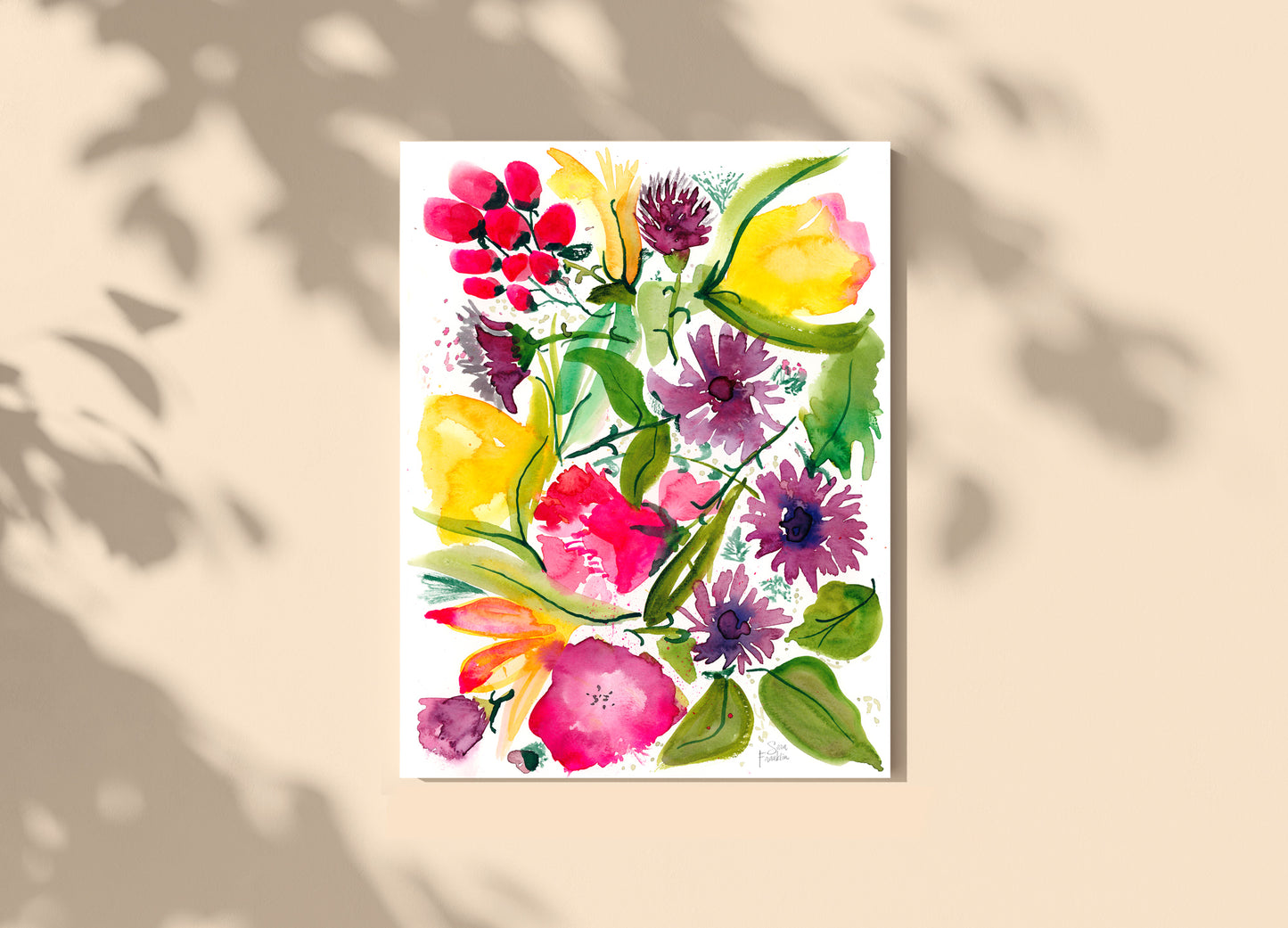 Refreshed | 9x12. | Original Watercolor | Modern Botanical Painting