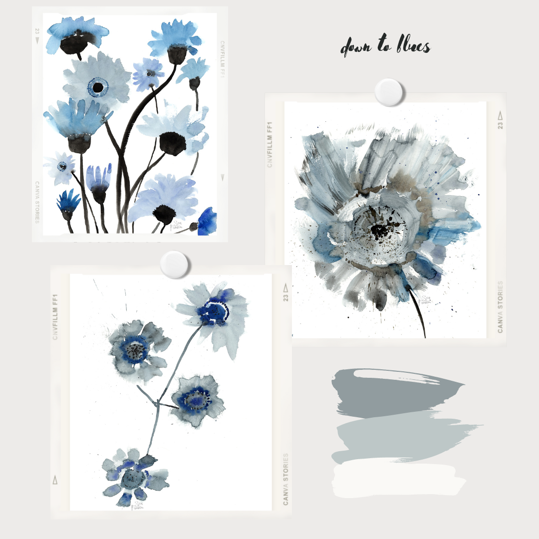 Down To Blues Collection Set of 3 Prints Triptych