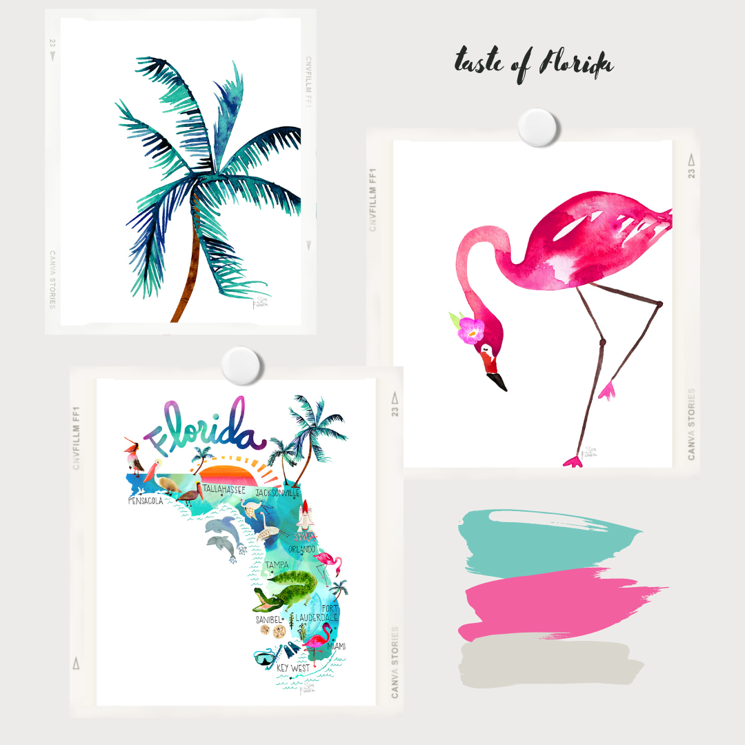 Taste of Florida Collection Set of 3 Prints Triptych