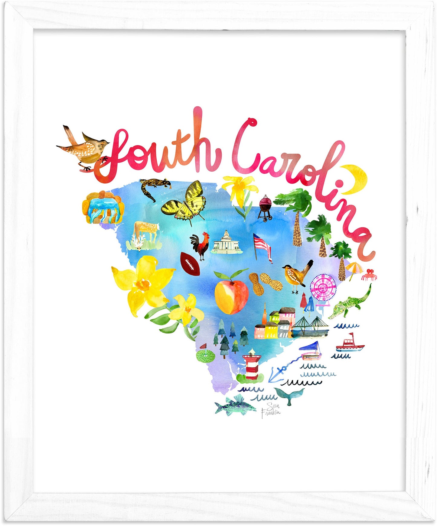South Carolina Map | Fine Art Print | Travel Wall Decor