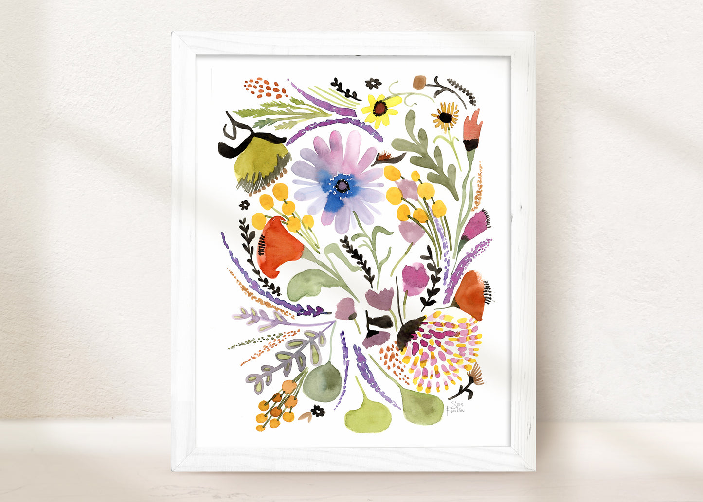 Beyond The Meadows Florals Diptych Art Print Set of 2 by Sara Franklin