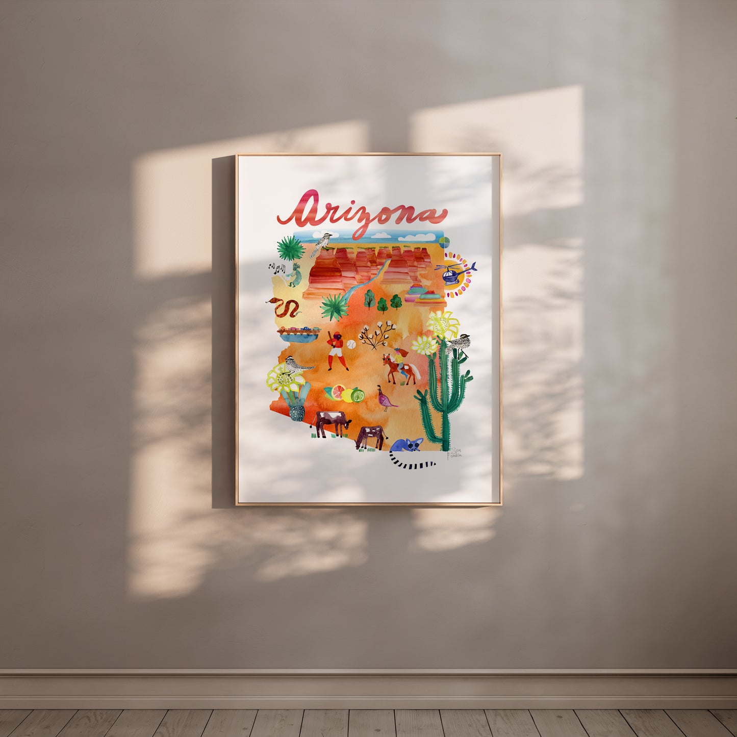 a poster hanging on the wall of a room