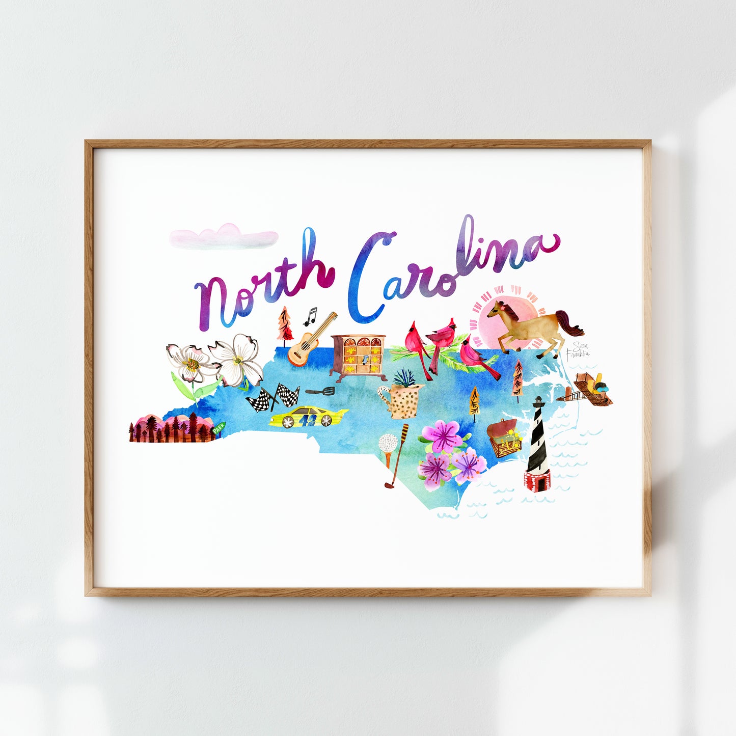 a painting of a map of north carolina
