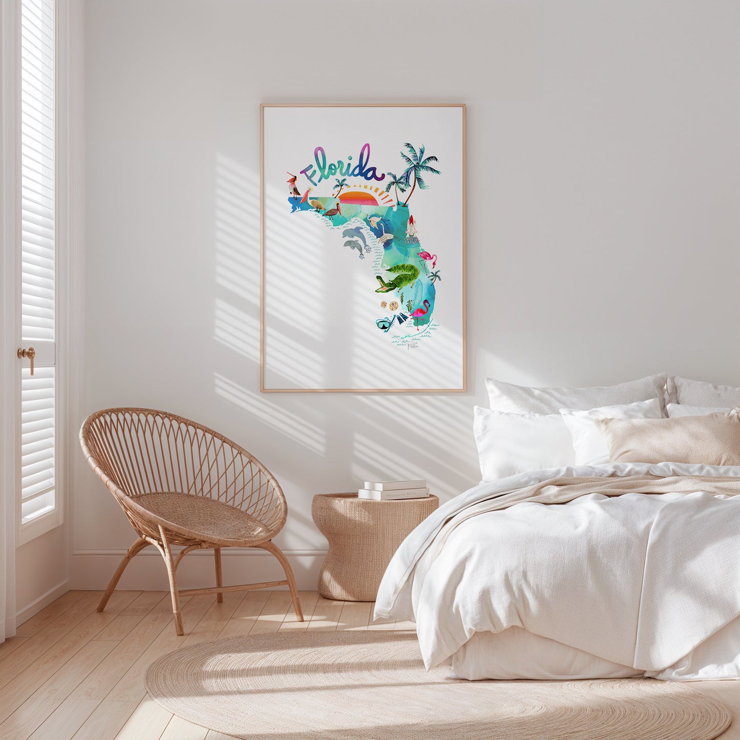 a bedroom with a bed and a chair