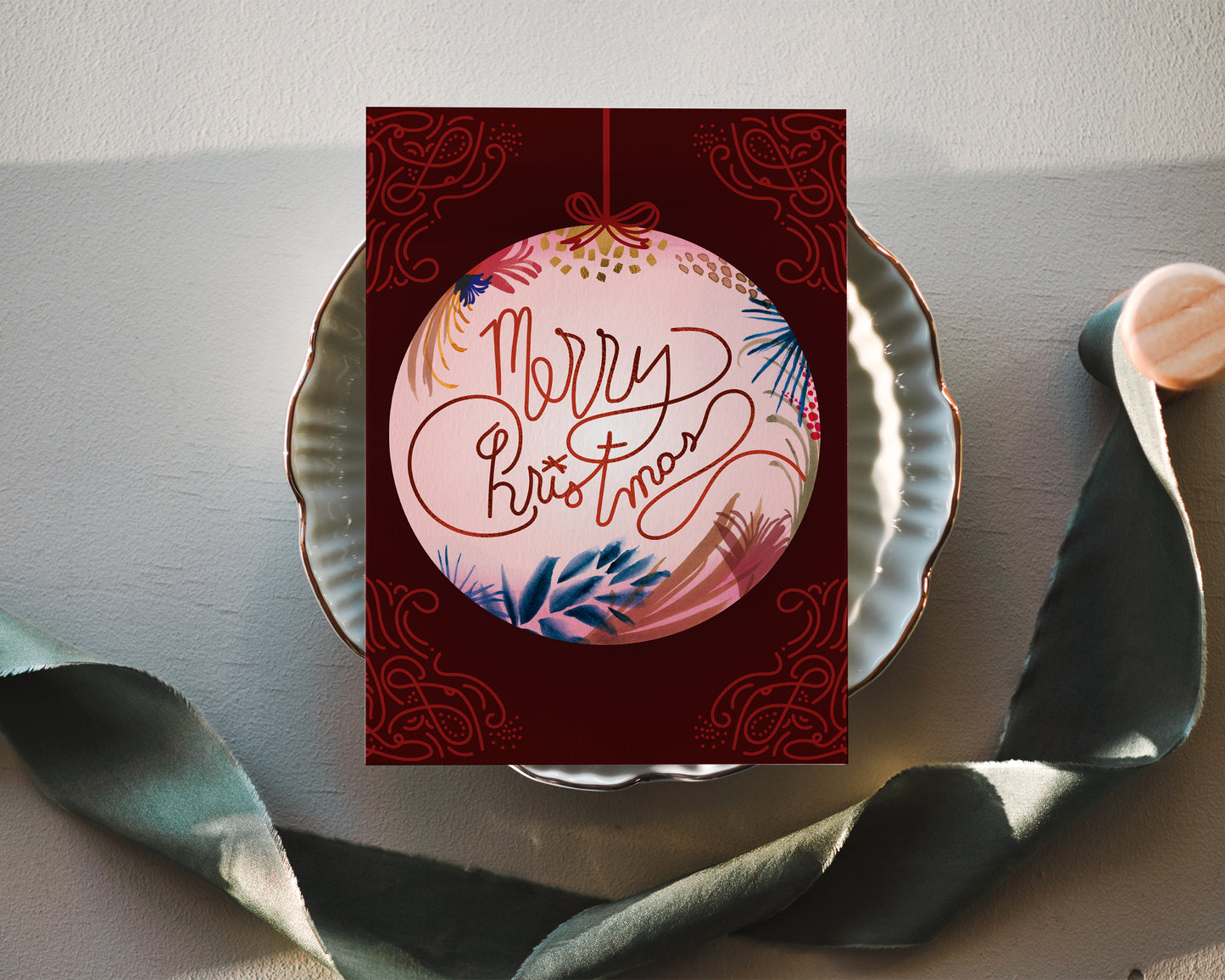 a red and white cake on a plate