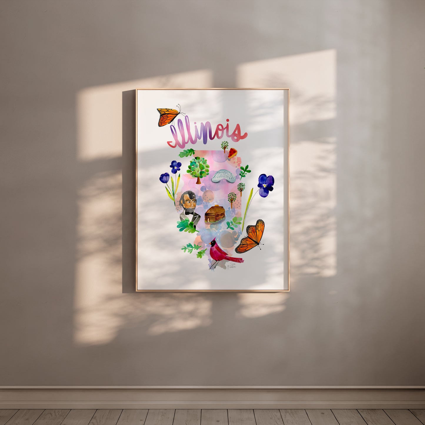 a picture hanging on the wall of a room