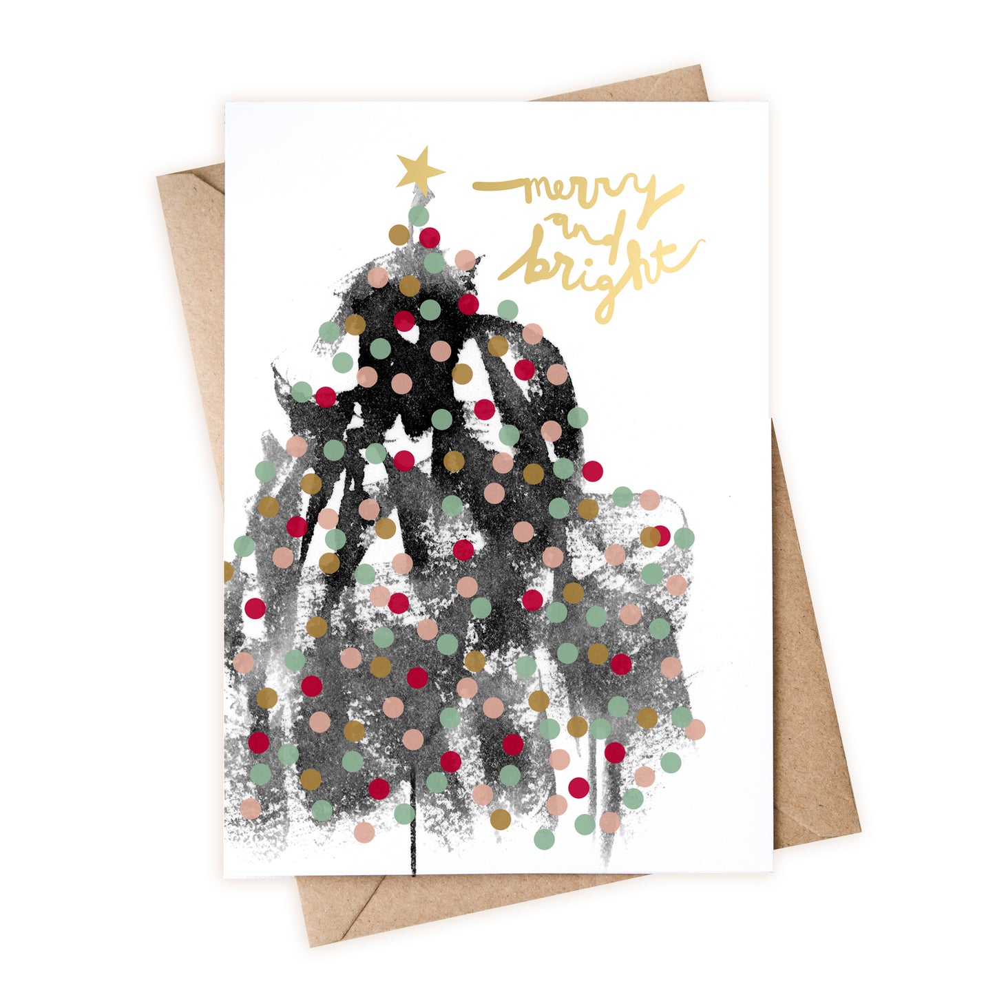 a card with a christmas tree on it