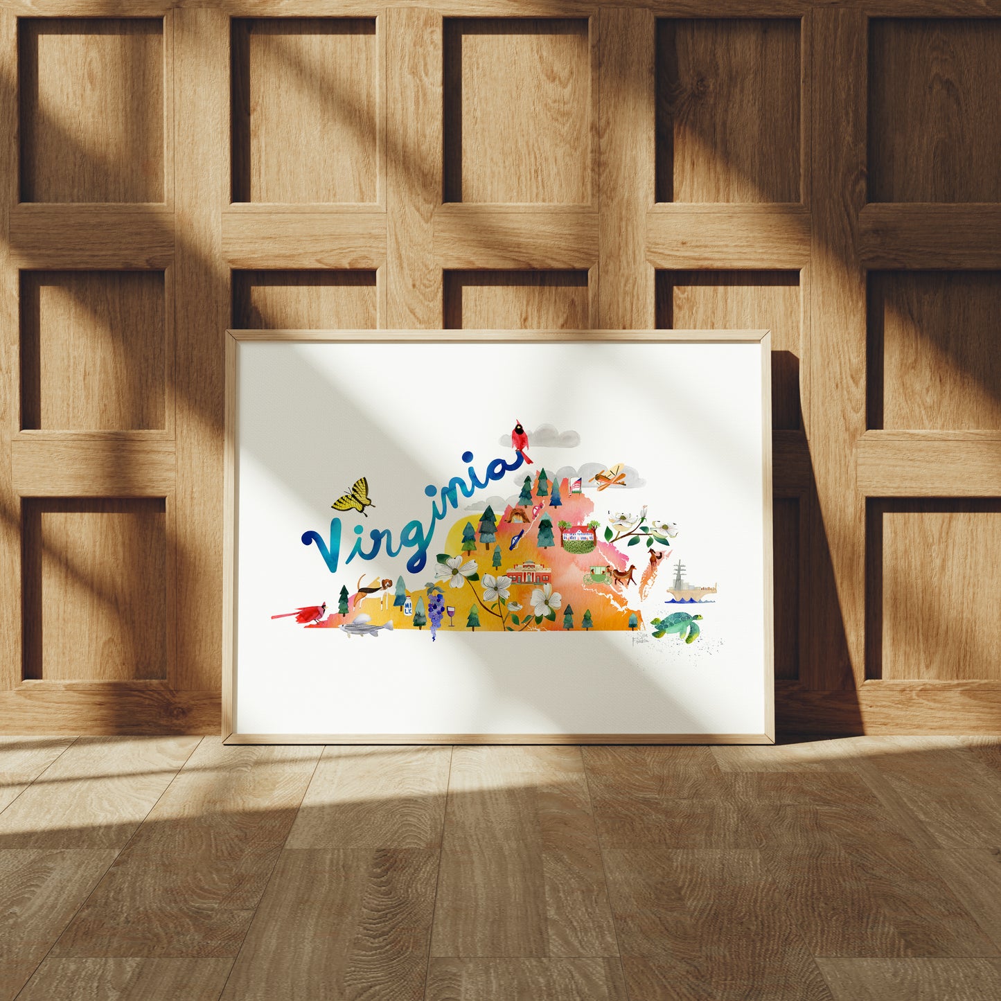 a picture of a wood paneled wall with a white frame