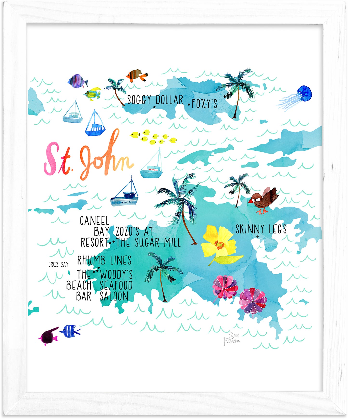 St John USVI Map | Fine Art Print | Travel Wall Decor
