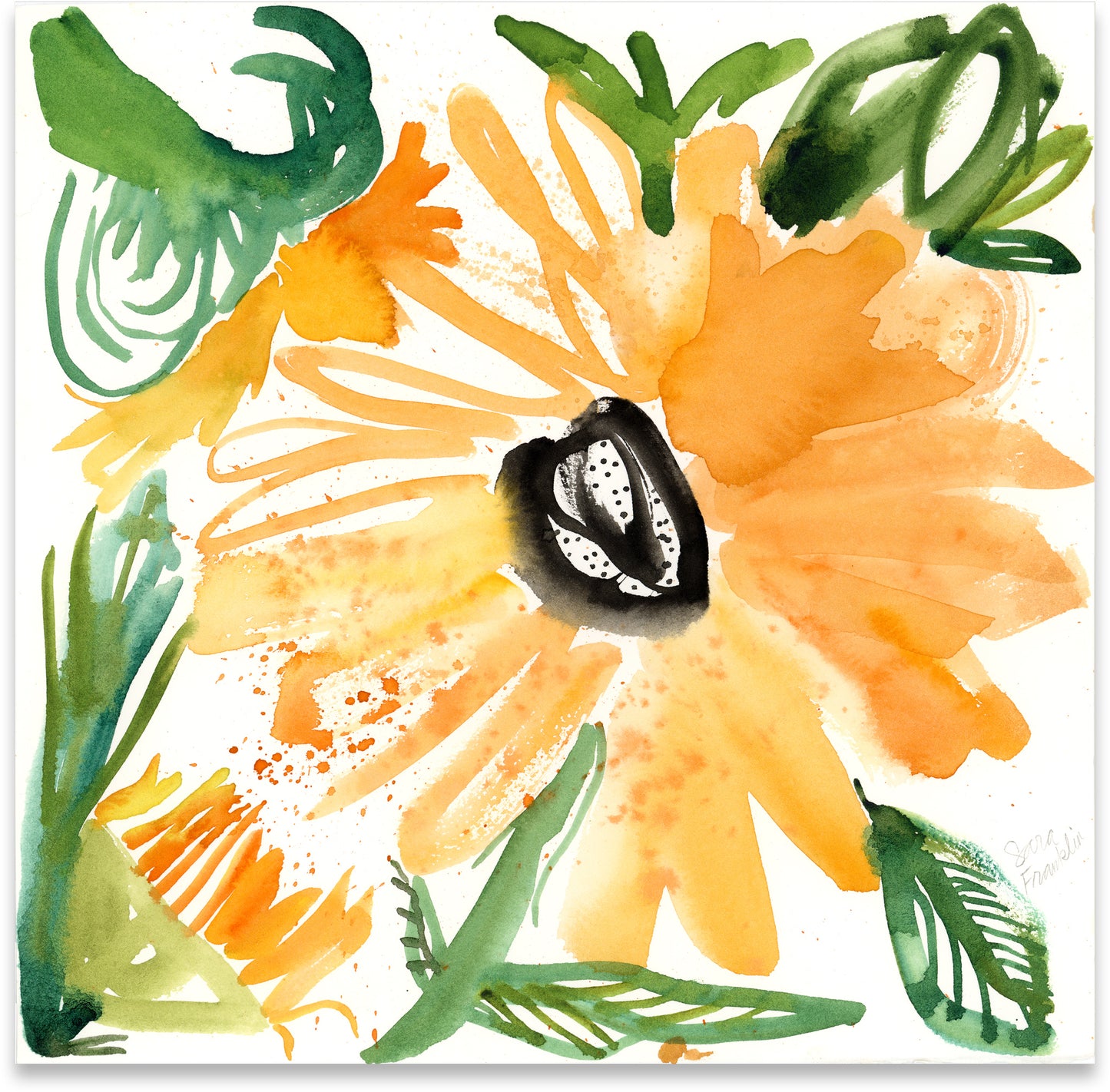 Radiant Sunflowers | 12x12 in. | Original Watercolor | Modern Botanical Painting