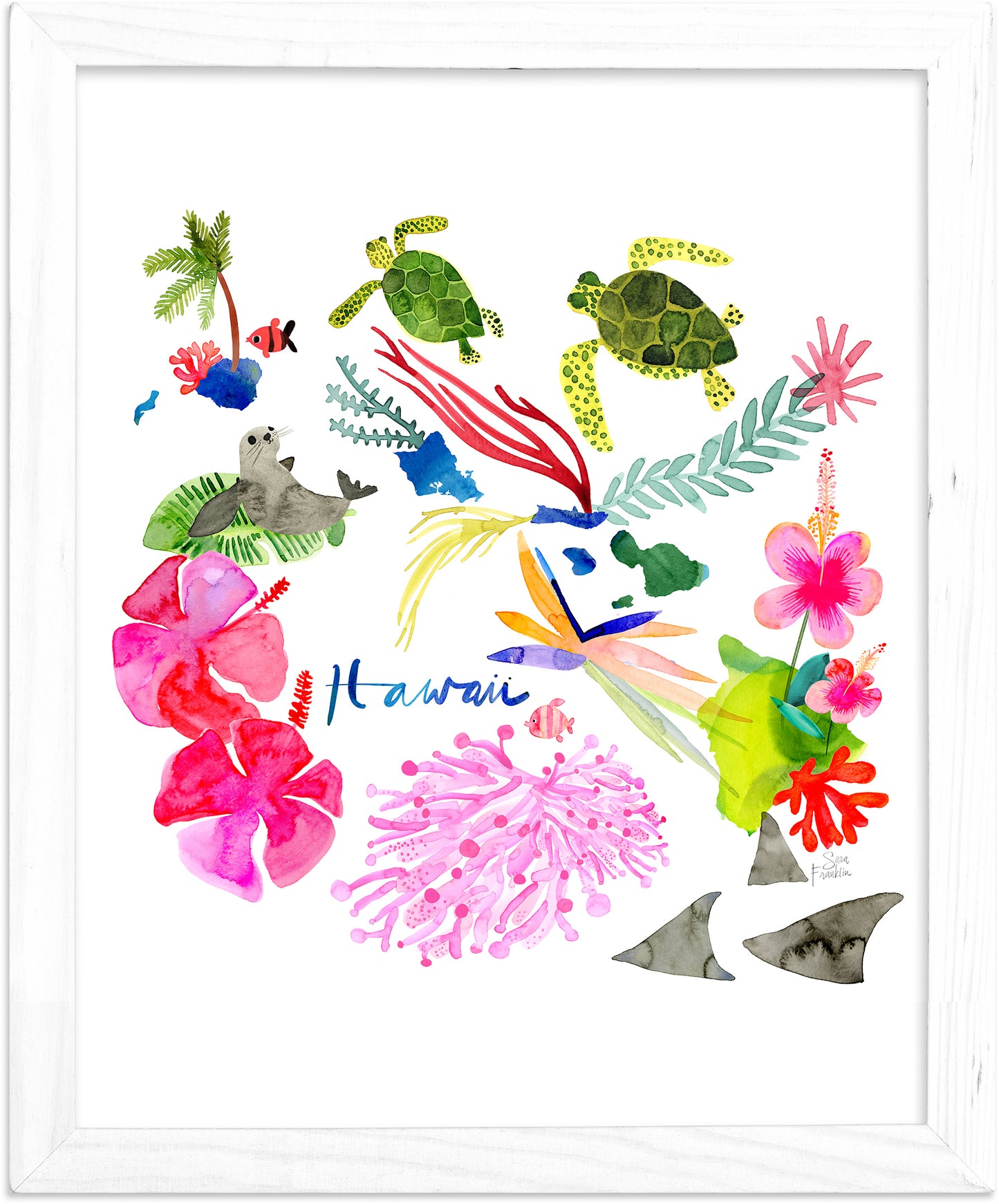 Hawaiian Islands Map | Fine Art Print | Travel Wall Decor