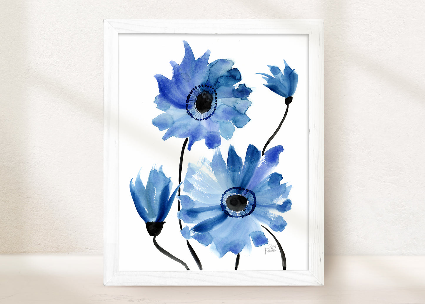 Windy Daze Ahead Florals Diptych Art Print Set of 2 by Sara Franklin