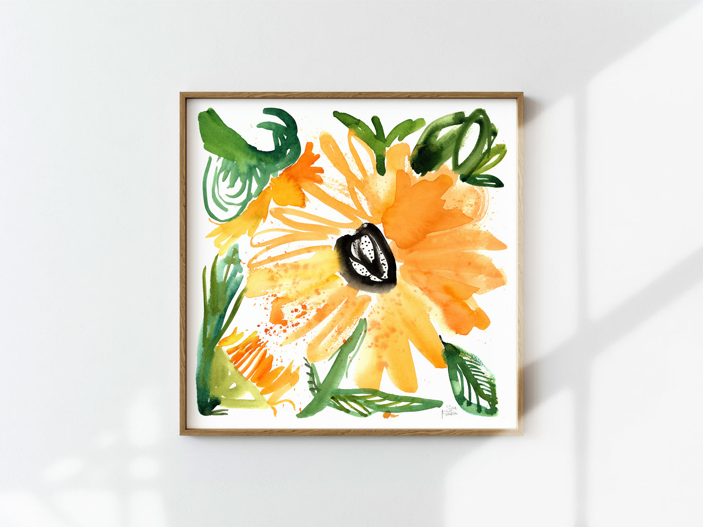 Radiant Sunflowers | 12x12 in. | Original Watercolor | Modern Botanical Painting