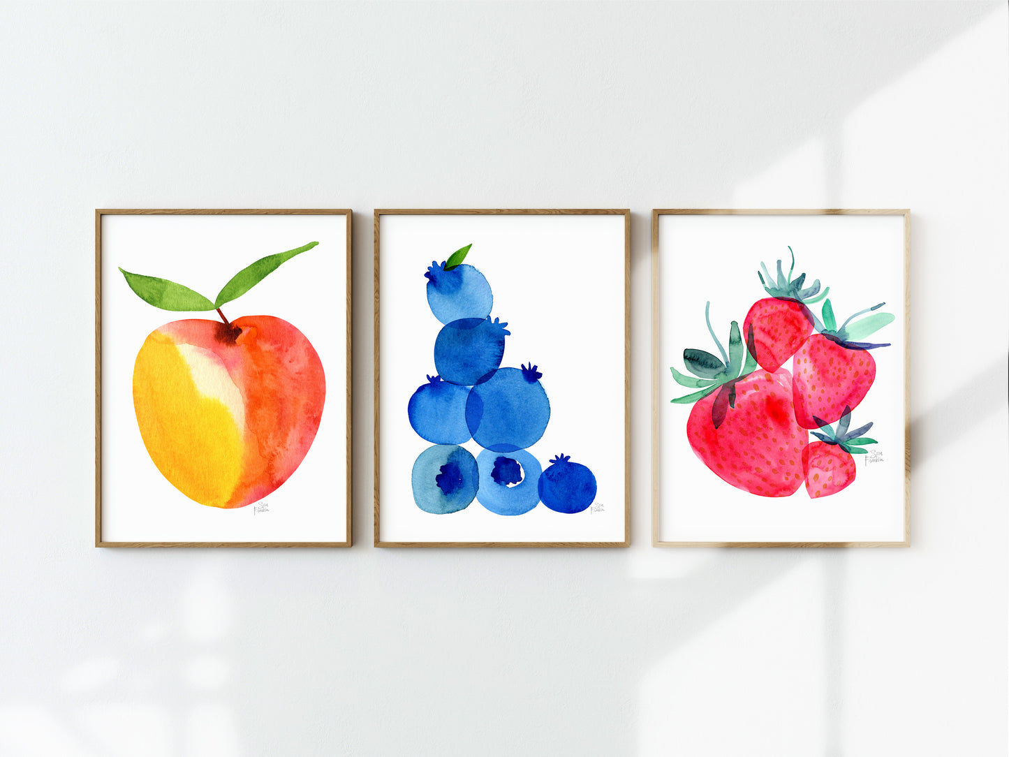 Summer Fruits Wall Art Nursery Triptych Fine Art Print Set
