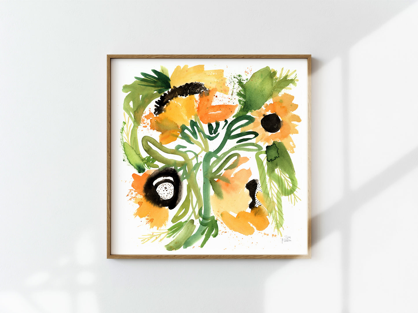 Energized | 12x12 in. |Sunflowers | Original Watercolor | Modern Botanical Painting