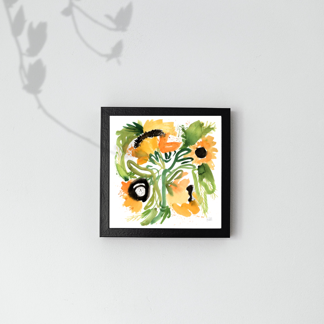 Energized | 12x12 in. |Sunflowers | Original Watercolor | Modern Botanical Painting