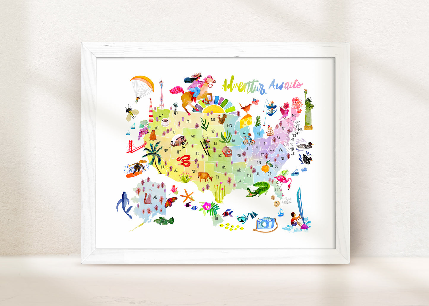 USA Map Art Print | Travel Wall Decor
