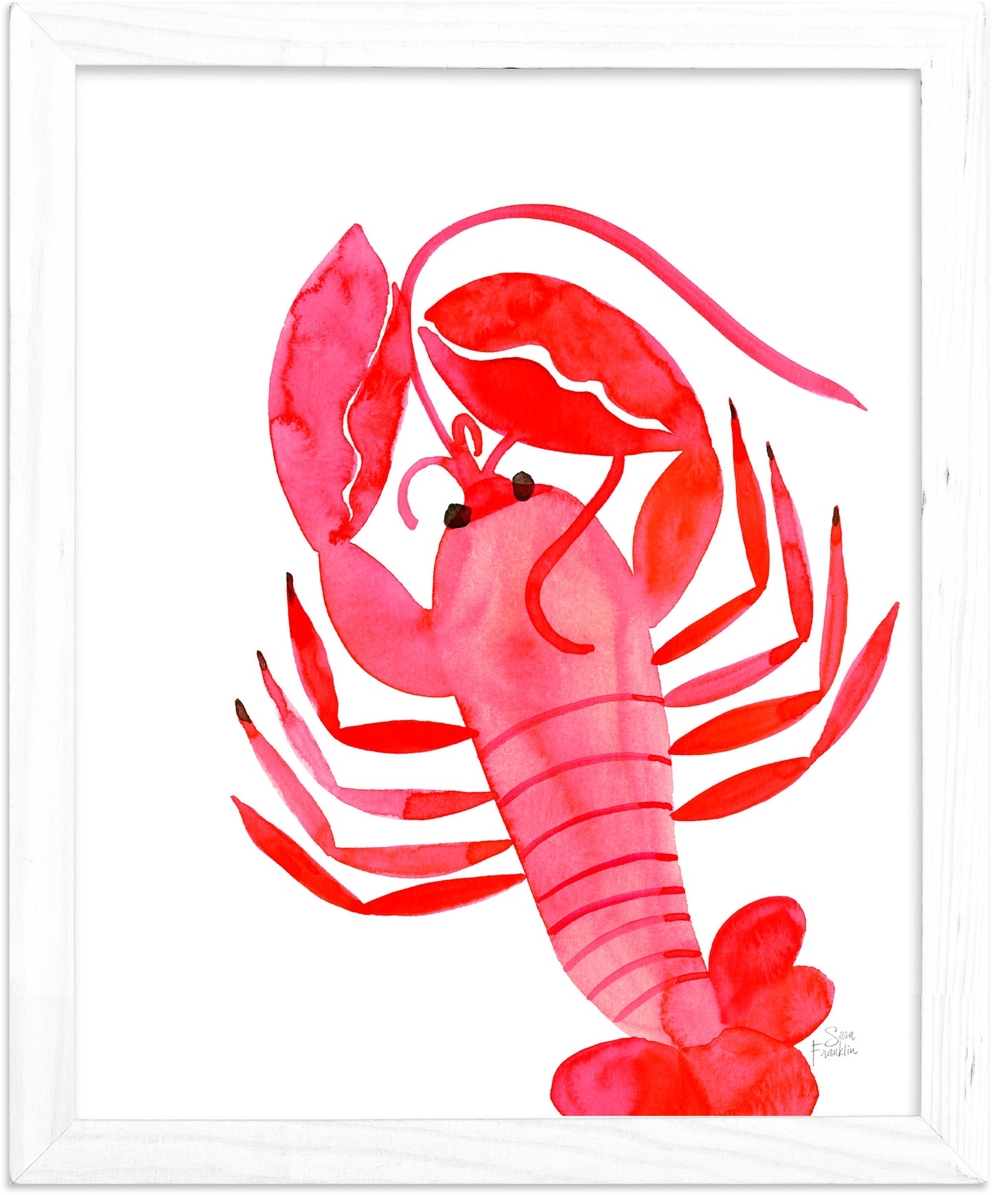 a watercolor painting of a lobster on a white background