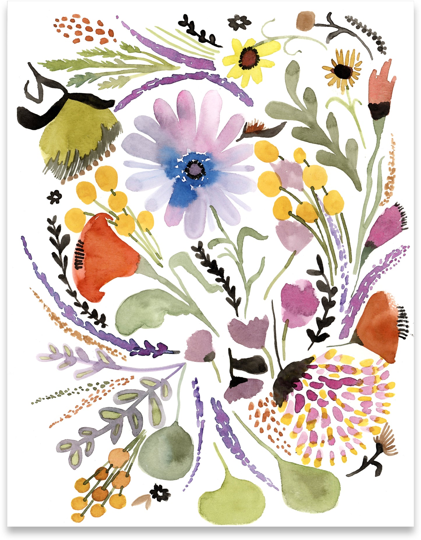 The Meadow | 9x12 in. | Original Watercolor | Modern Botanical Painting