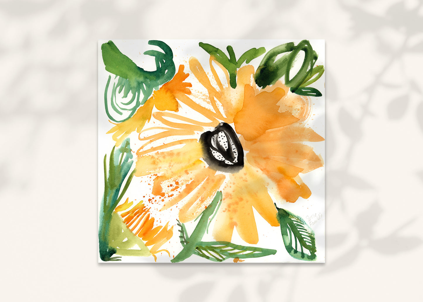 Radiant Sunflowers | 12x12 in. | Original Watercolor | Modern Botanical Painting