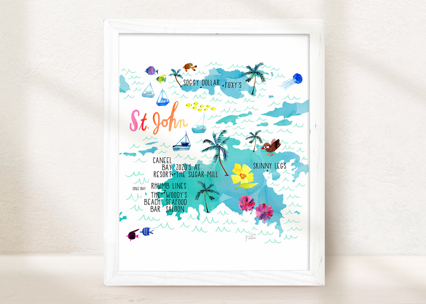 St John USVI Map | Fine Art Print | Travel Wall Decor