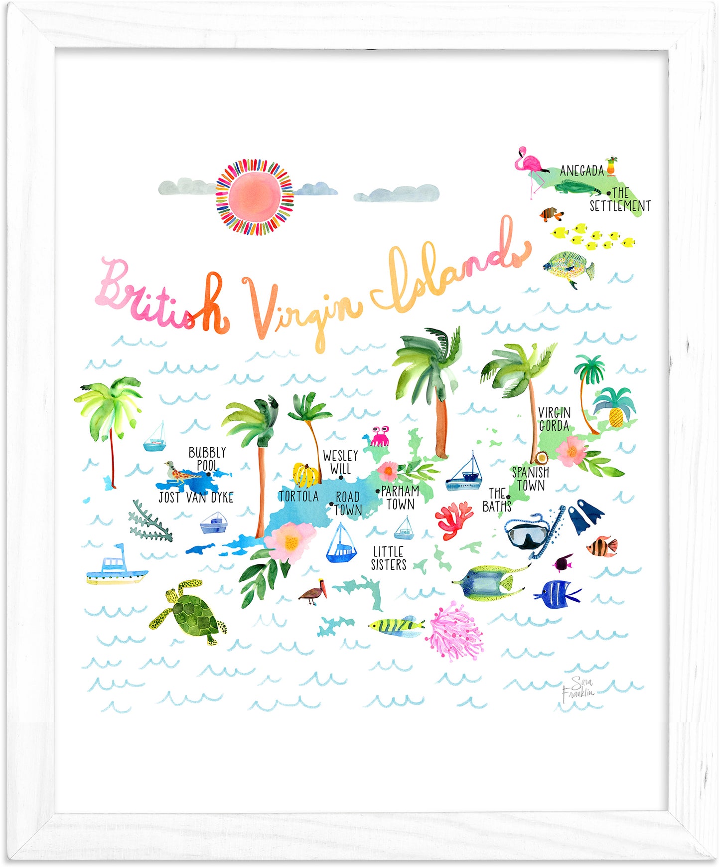 British Virgin Islands Map | Fine Art Print | Travel Wall Decor