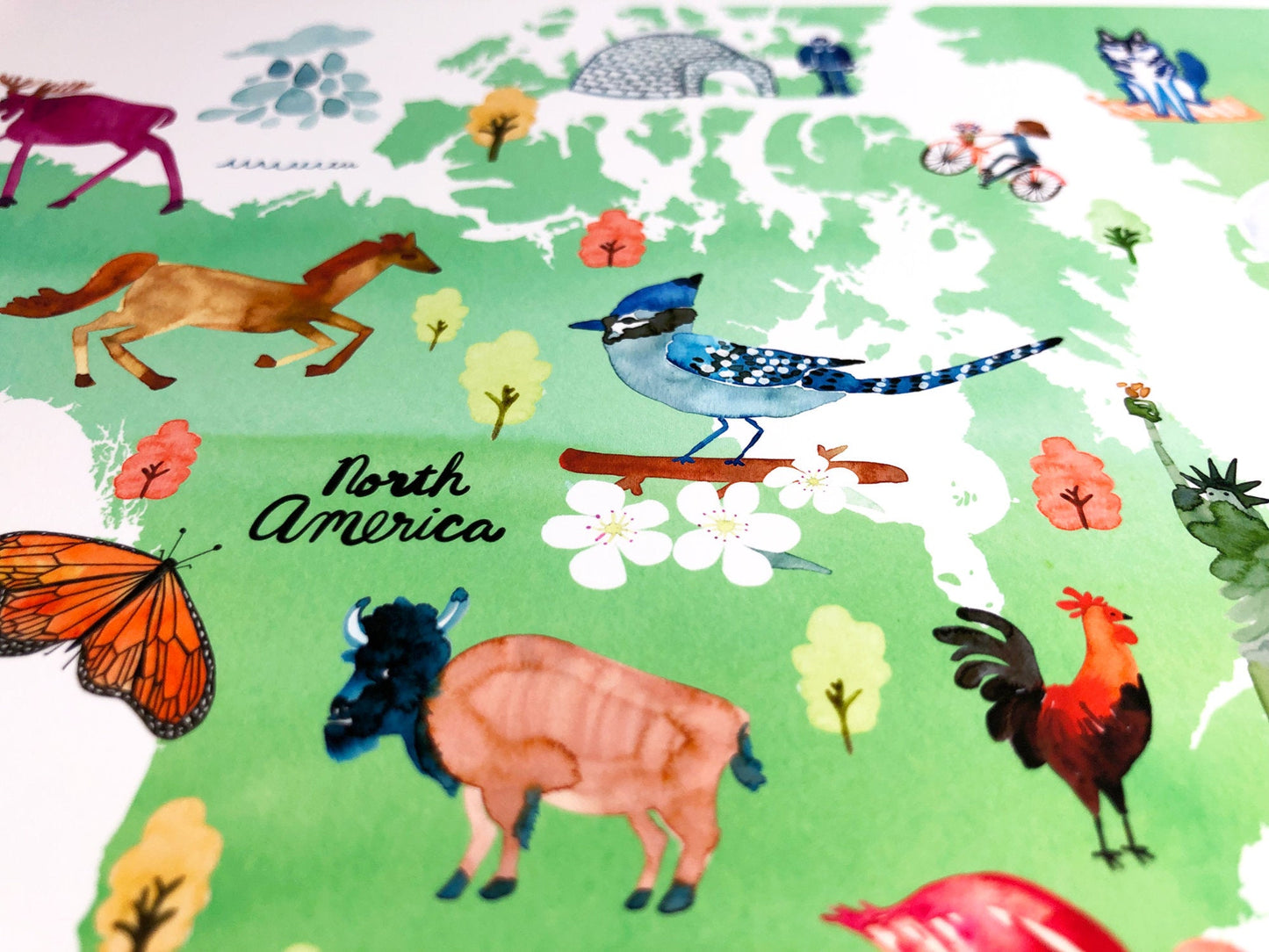 World Map Of Animals Kids Wall Art | Travel Wall Decor